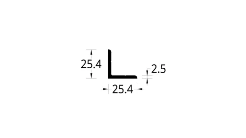 ANGULO ARISTAS REDONDAS (1 X 1)"  (25.4 X 25.4) mm. ESPESOR 2.5 mm.