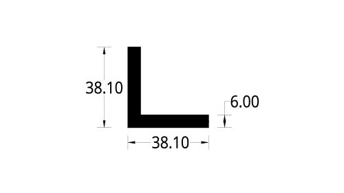 ANGULO ALUMINIO (1 1/2 X 1 1/2 X 1/4)"  (38.1 X 38.1) mm. ESPESOR  6 mm.