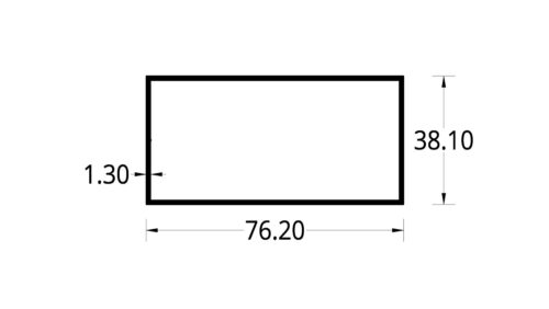 TUBULAR (3 X 1 1/2)" (76.2 X 38) mm. ESPESOR 1.3 mm.
