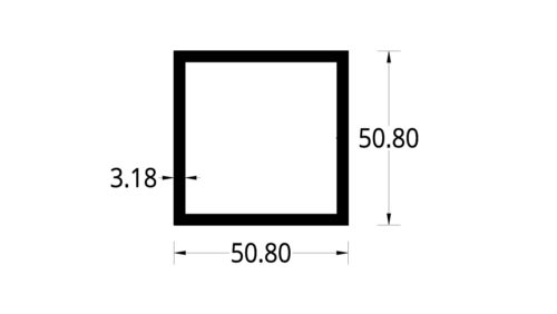 TUBULAR (2 X 2)" (50.8 X 50.8) mm. ESPESOR 3.18 mm.