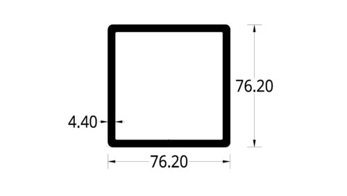 TUBULAR CON ARISTAS REDONDEADAS (3 X 3)"  (76.2 X 76.2) mm. ESPESOR 4.4mm.