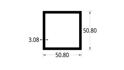 TUBULAR (2 X 2)"  (50.8 X 50.8) mm. ESPESOR 3.08 mm.